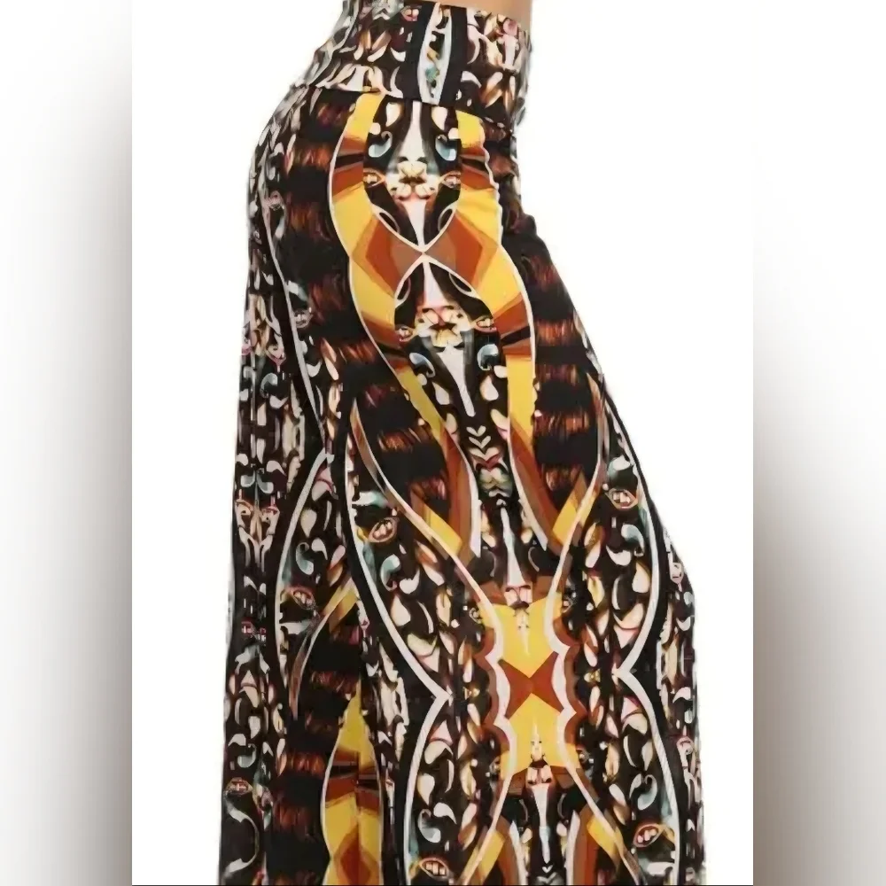 Yelete Multicolor Wide-Leg Printed Palazzo Pants - Picture 3 of 3